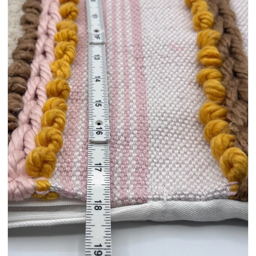 Lot 4 Boho Textured Pillowcase Cover 18x18 Woven Tufted Tassels